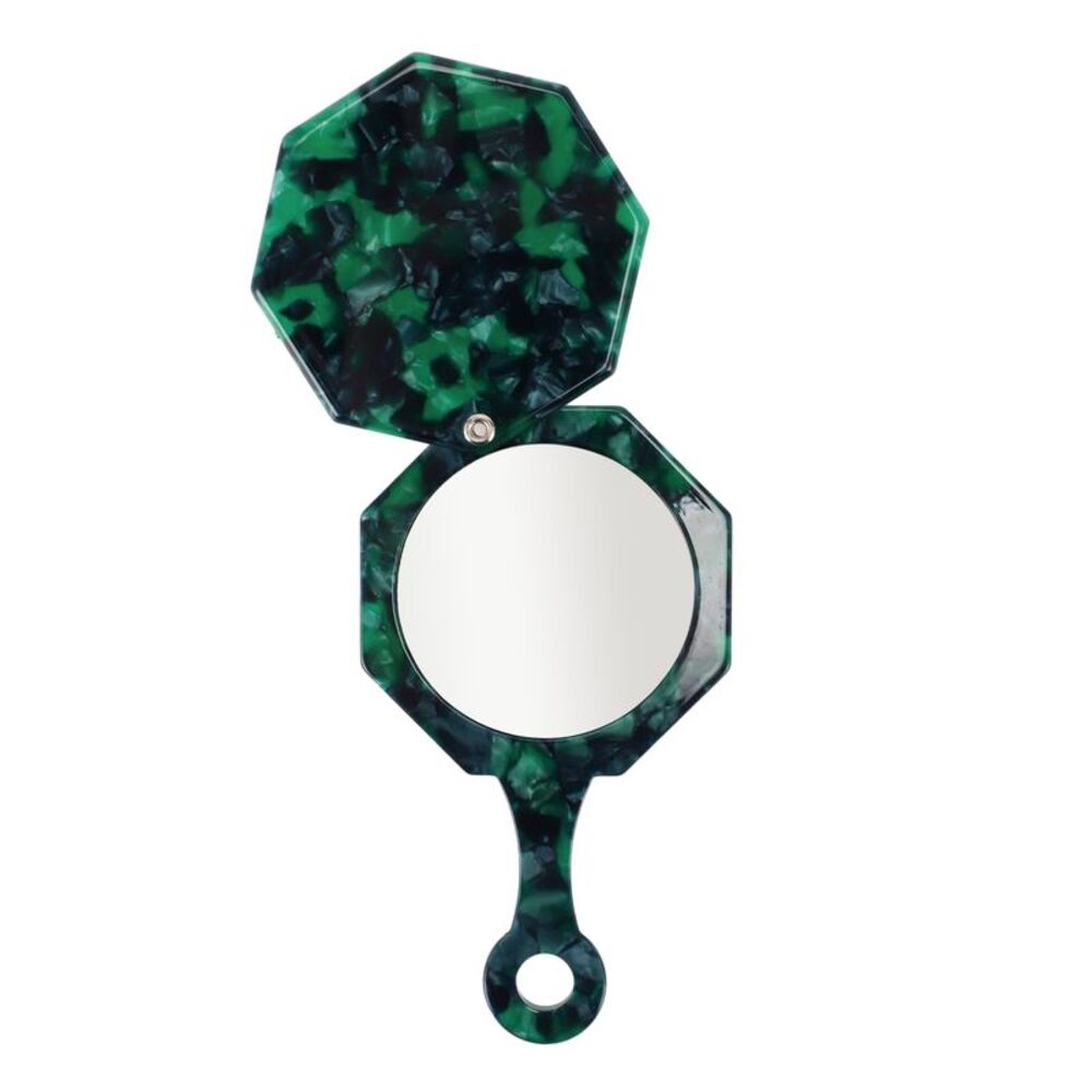 Polygon Handheld Makeup Mirror for Beauty Parlor Vacation Green